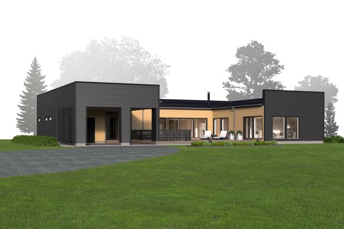 П-образный дом проект