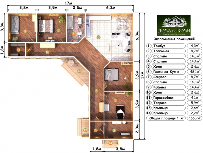 Планировки г образных домов