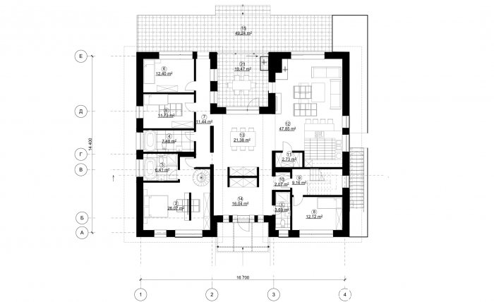 П образный дом проект одноэтажные