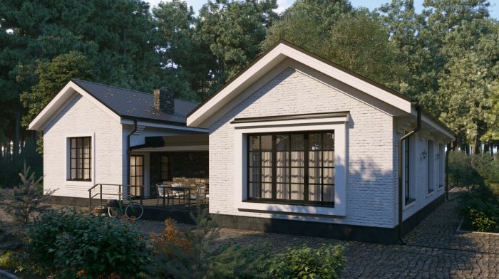 Одноэтажные п-образные коттеджи