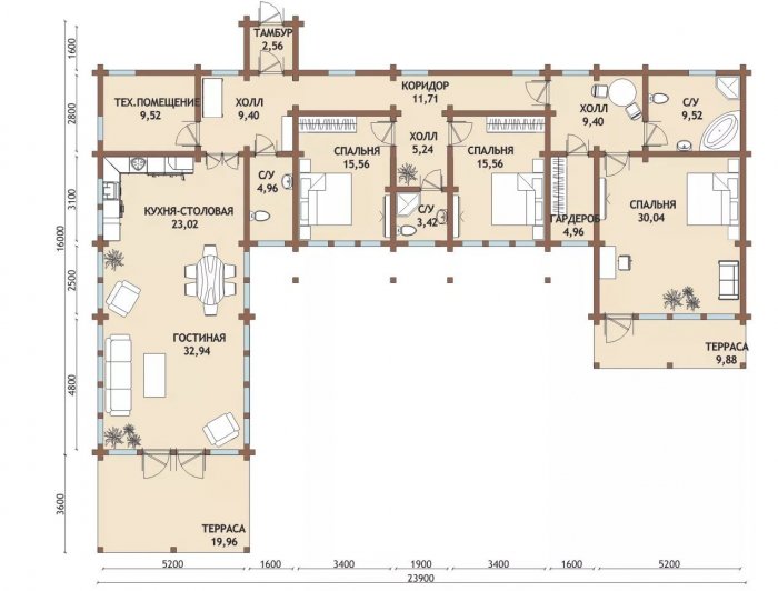 Планировка г образного дома одноэтажного 100кв