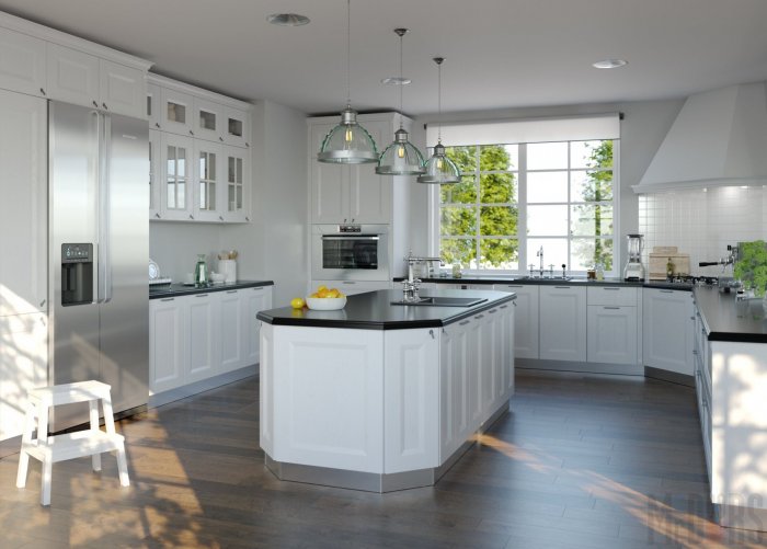 Белая кухня с островом