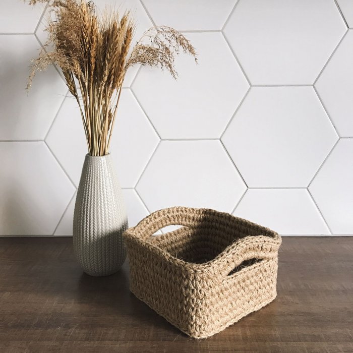 Корзинка из джутового шпагата