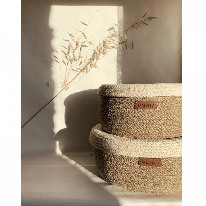 Джутовая корзина с крышкой