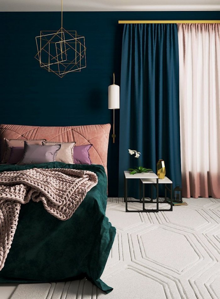 Темно-бирюзовый цвет в интерьере