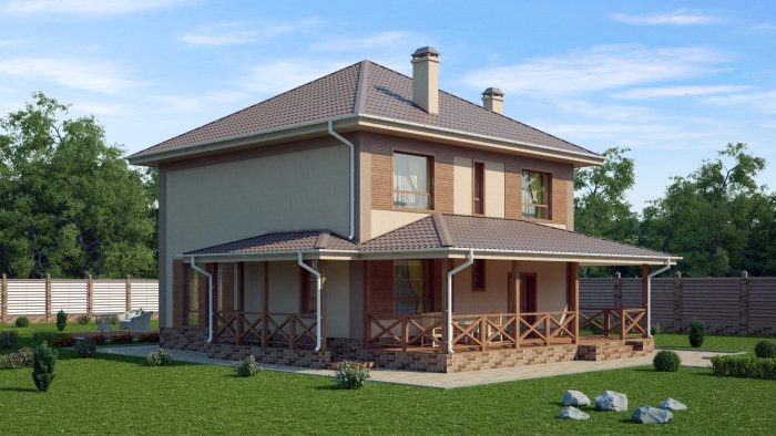 Двухэтажный дом с террасой