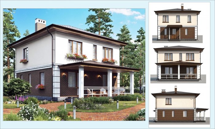 Квадратный дом с террасой