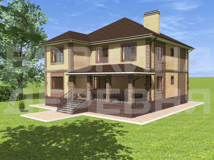 Двухэтажный коттедж с террасой