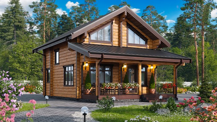 Дом из бруса проекты Скандинавия 130м2