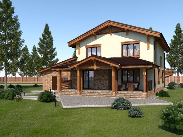 Двухэтажный дом с террасой