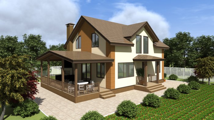 Проекты двухэтажных домов с террасой