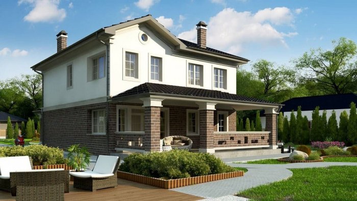 Двухэтажный дом с террасой