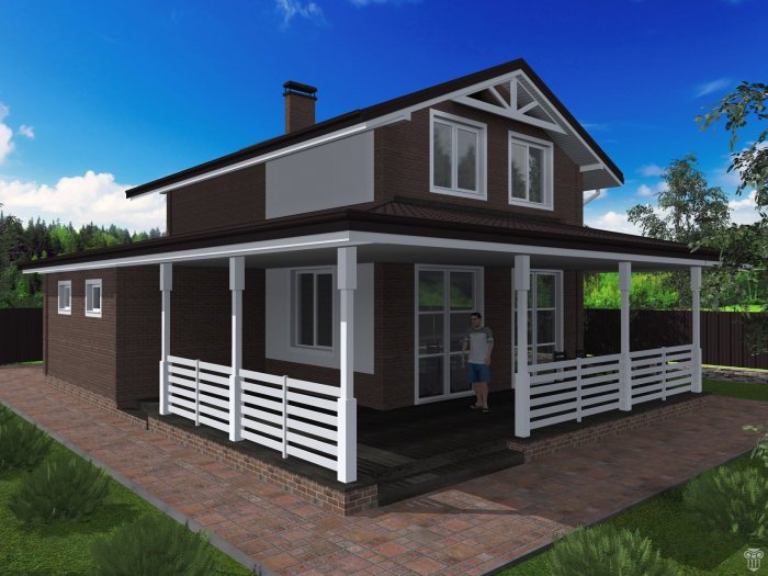 Маленький двухэтажный дом с террасой