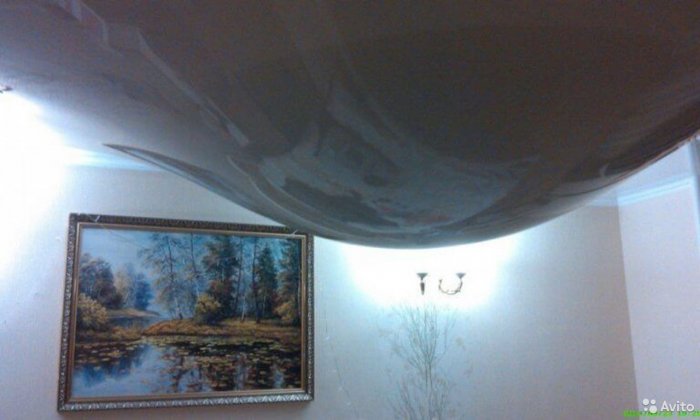 Залив натяжного потолка