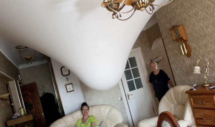 Натяжной потолок после затопления