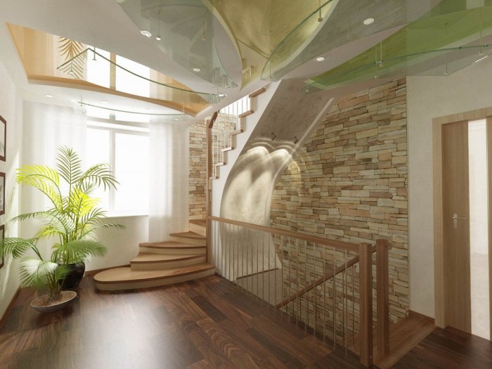 Интерьер второго этажа в коттедже