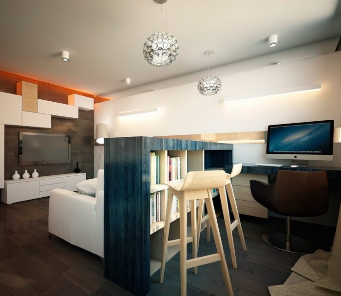 Зонирование барной стойкой