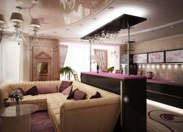 Красивые кухни гостиные