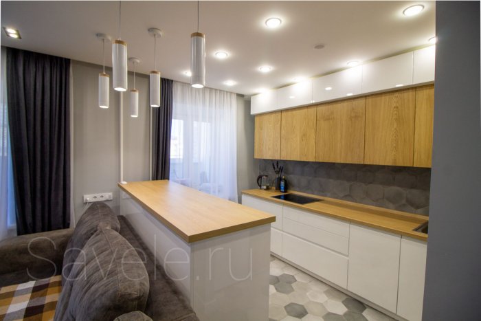 Барная стойка с диванчиком на кухне