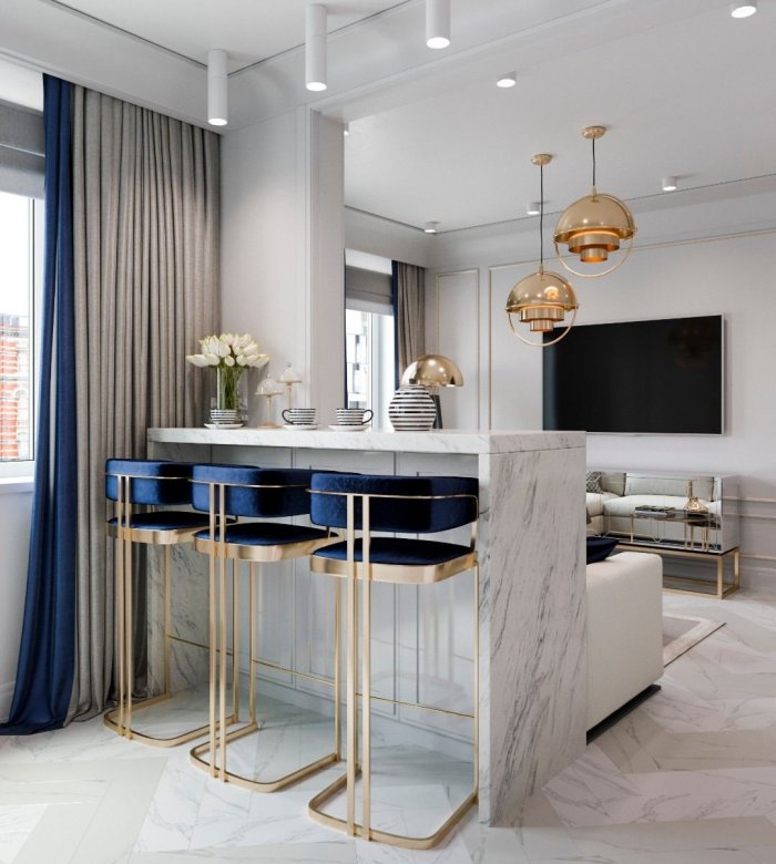 Гостиная с барной стойкой