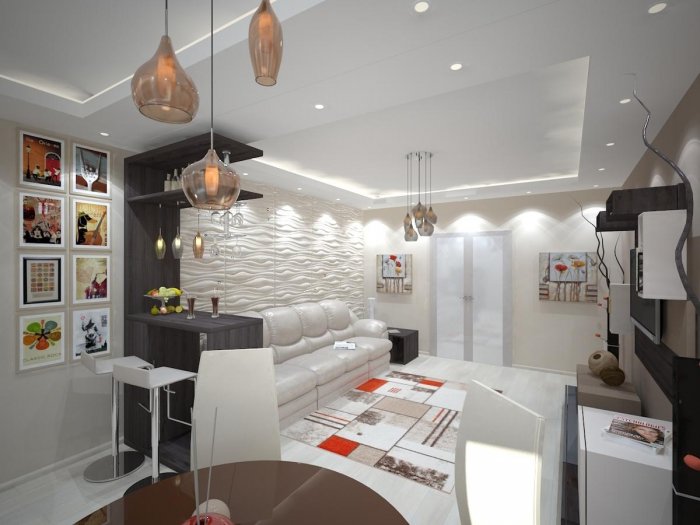 Дизайн зала с барной стойкой