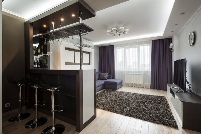 Гостиная с барной стойкой