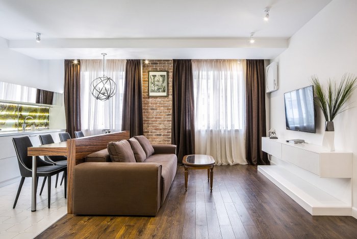 Зонирование кухни-гостиной 20 кв.м