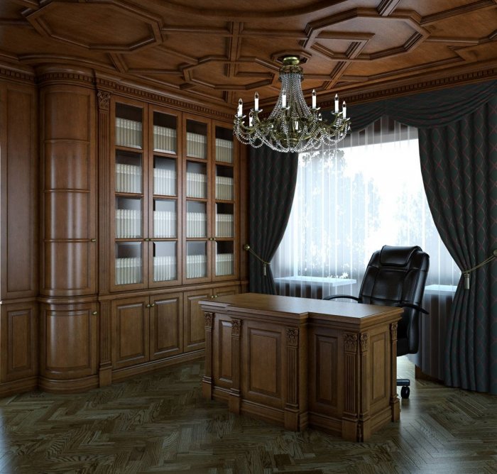 Кессонный потолок в кабинете