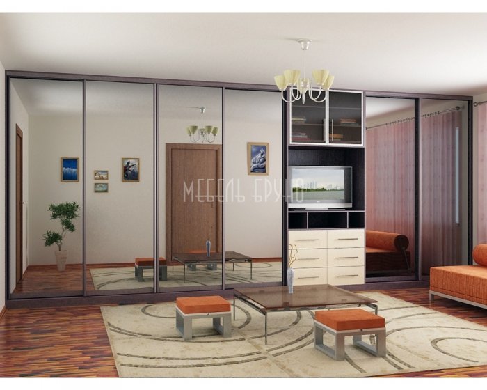 Шкафы-купе в гостиную с телевизором