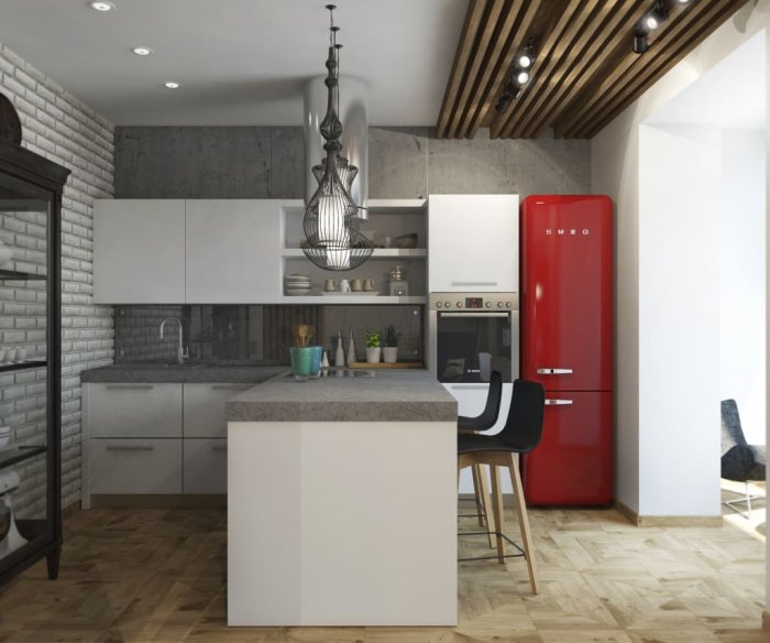 Стильная кухня лофт угловая