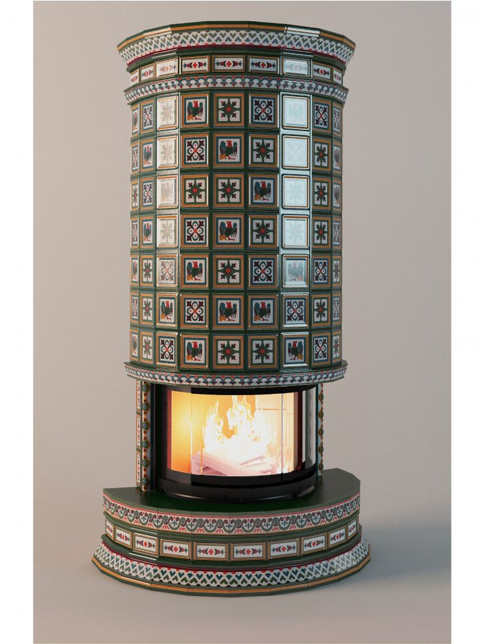 Печка шотландка с изразцами