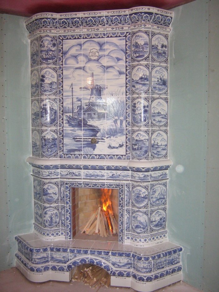 Печка шотландка с изразцами