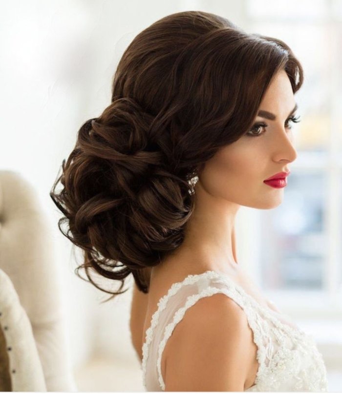 Прическа Свадебная на средние волосы кудри волосы