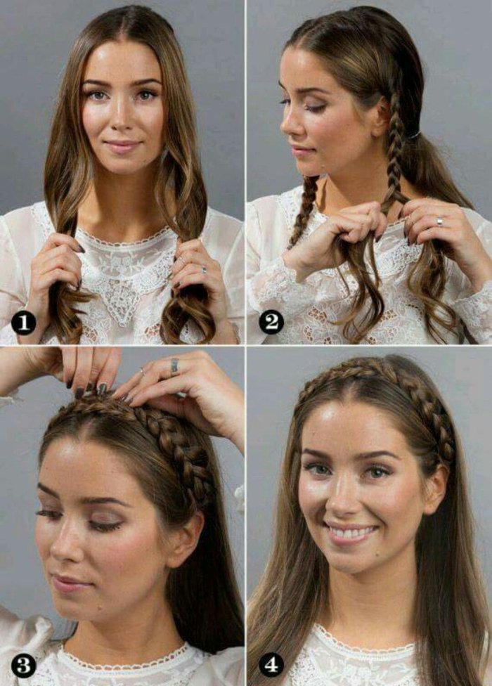 Ободок из косичек на средние волосы
