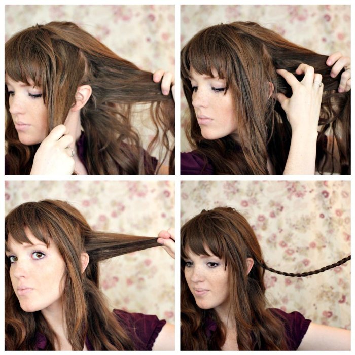 Легкприческа на длинные волосы с челкой