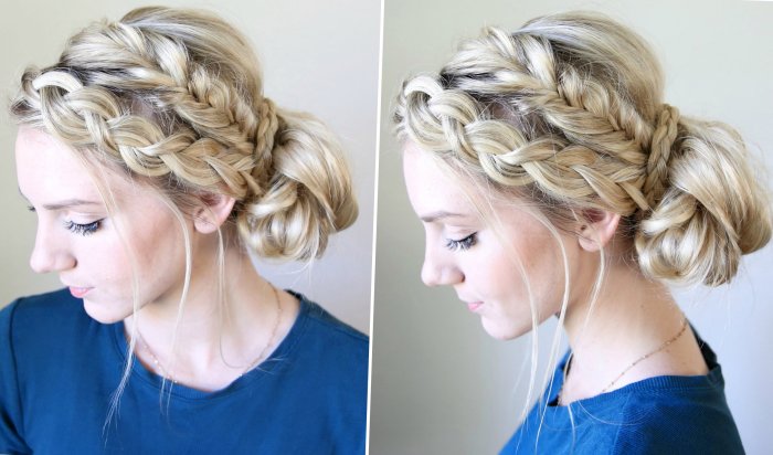 Прически с плетением на средние волосы
