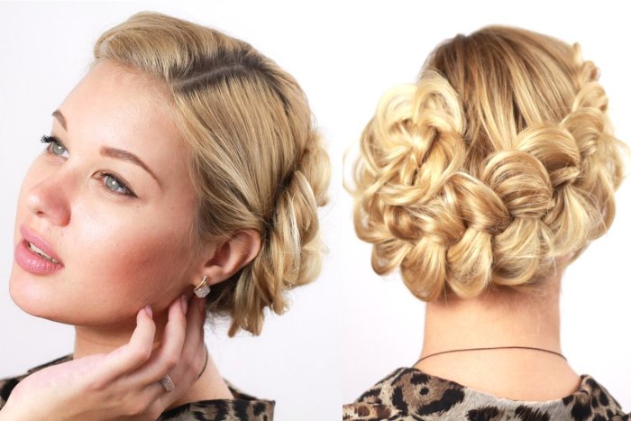 Прически с плетением на средние волосы