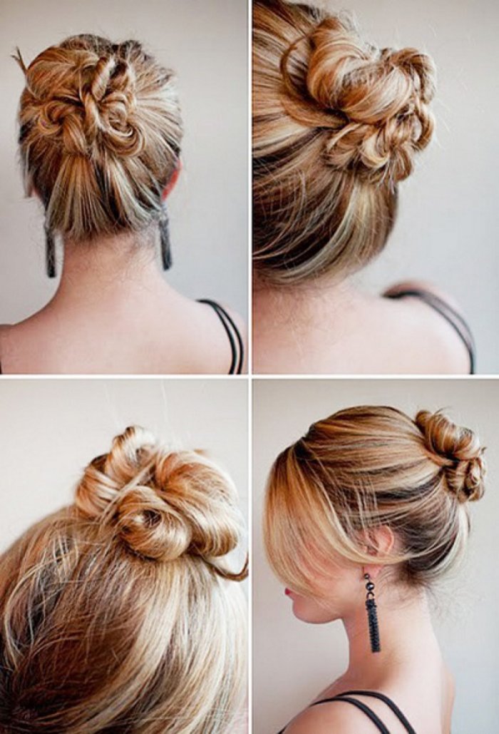 Прическа пучок на длинные волосы