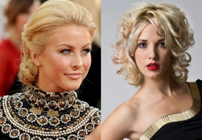 Укладка на средние волосы праздничная