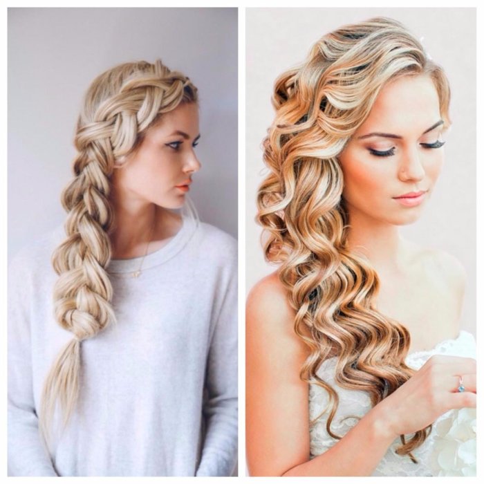 Прически с косами и локонами