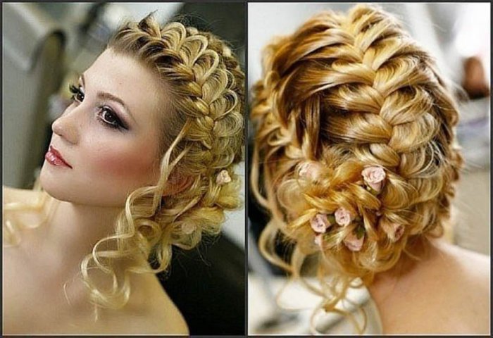 Прическа из косичек на выпускной
