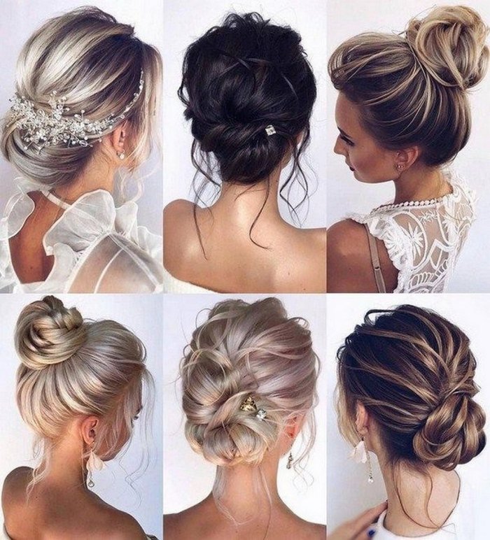 Свадебные прически на средние волосы пучок