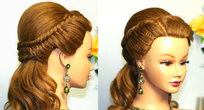 Легкие вечерние прически на средние волосы