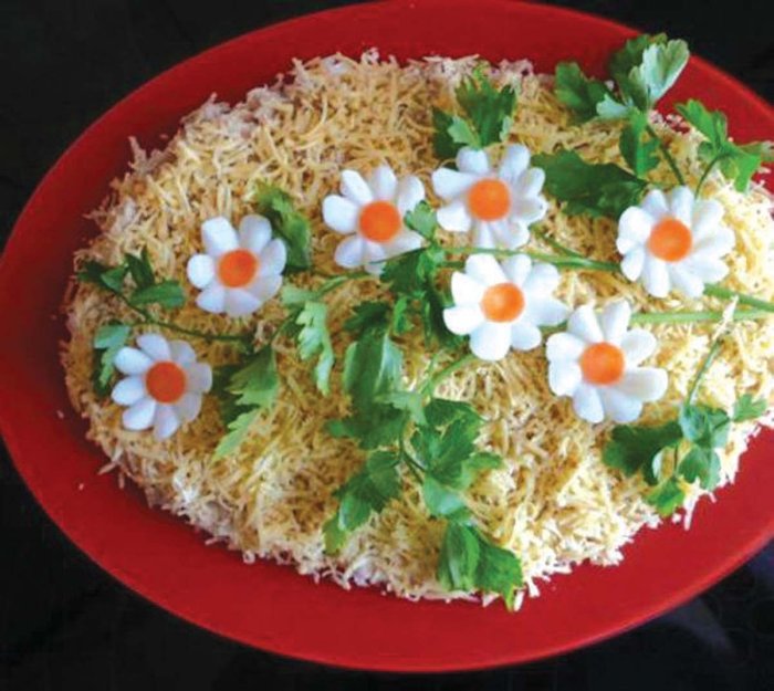 Украшения салатов для праздничного стола