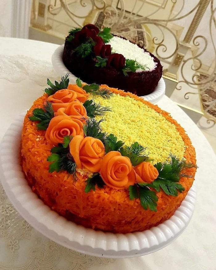 Красивое украшение салатов