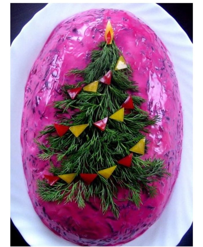 Украшение салатов на новый год