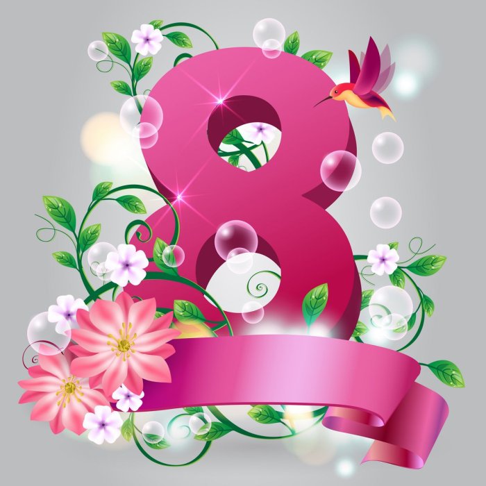 Элементы для открытки на 8 марта