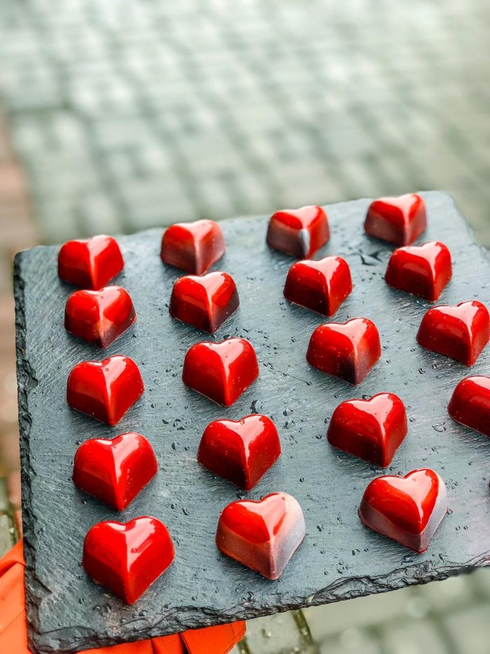 Конфеты сердечки в фольге