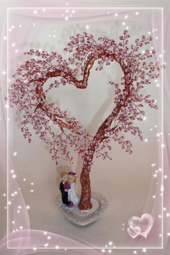 Деревья сердечки из бисера