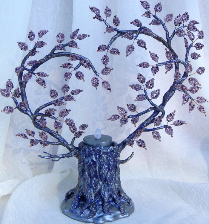 Цветочное сердце из бисера